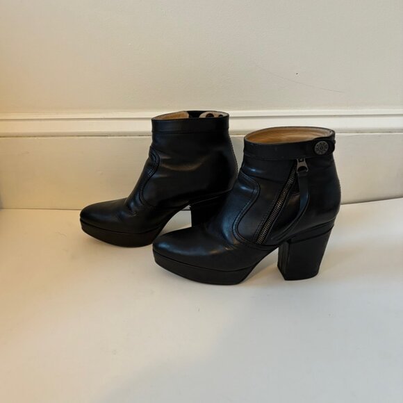 Acne Studios Track Leather Boots Black Size 37 Zip & Snap Closure 3.25" Heel - Picture 4 of 9